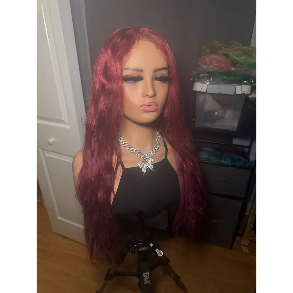 Human Hair 13x6 Lace Front Wig – Burgundy/Red